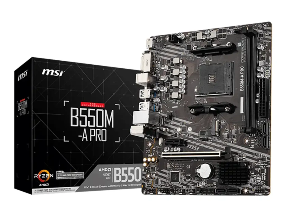 MOTHERBOARD MSI B550M-A PRO, AMD B550, AM4, DDR4, HDMI, DVI-D, LAN, USB 3.2 GEN1, M-ATX