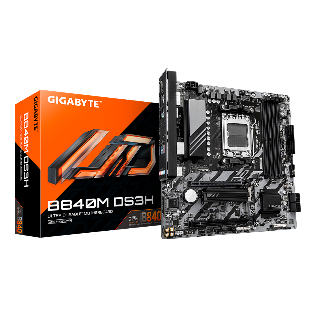 MOTHERBOARD GIGABYTE B840M DS3H, CHIPSET AMD B840, SOCKET AMD AM5, MATX