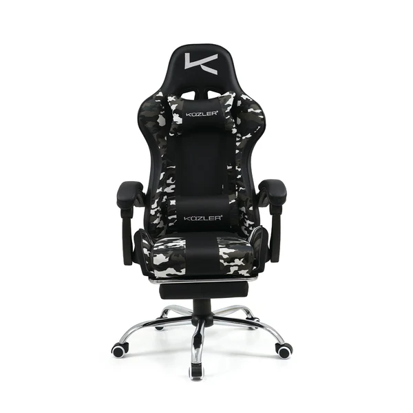 SILLA GAMER KUZLER CAMUFLADA MASAJEADOR LUMBAR REPOSAPIÉS Y BASE METÁLICA RIK-101CAMO