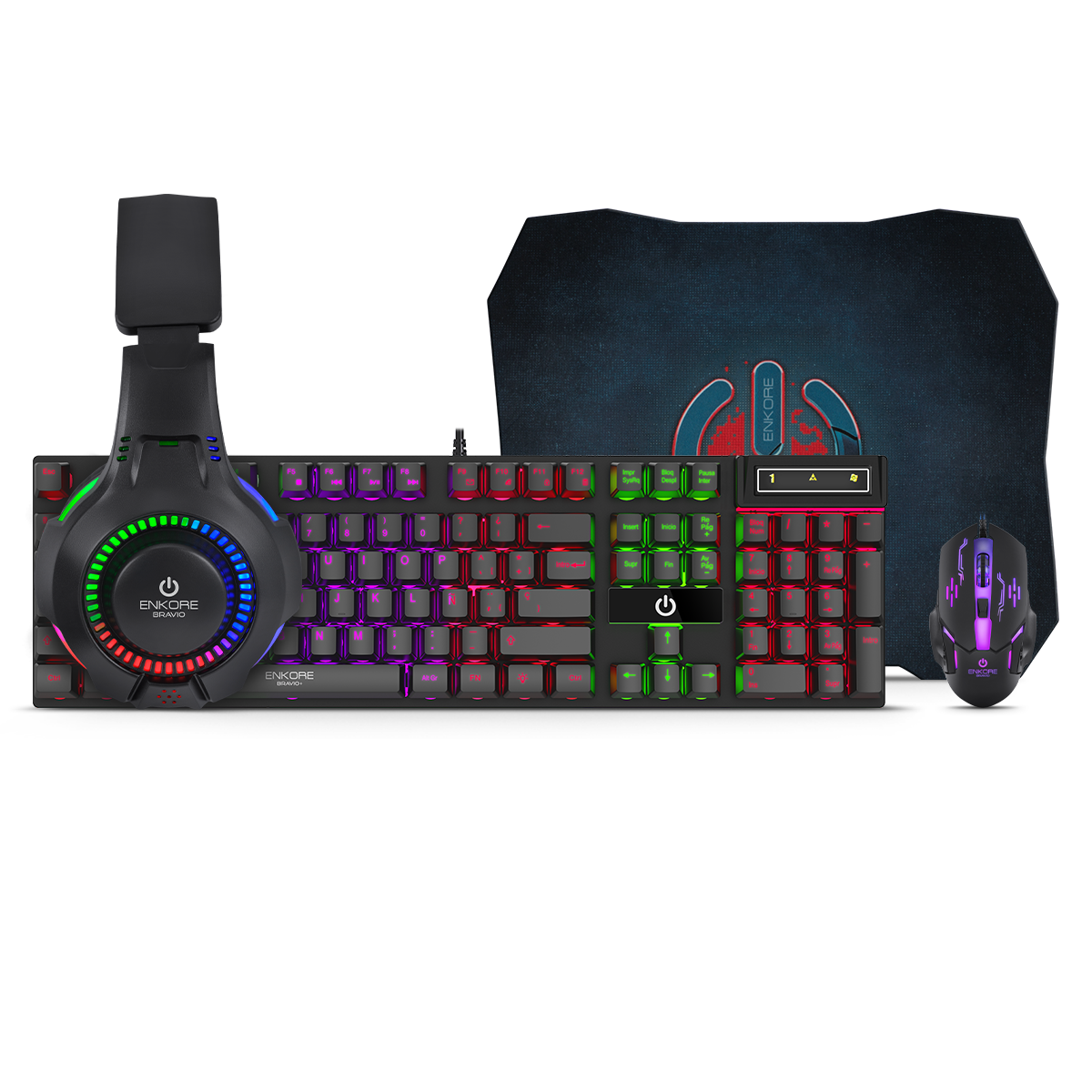  COMBO GAMER ENKORE BRAVIO4 G1000-4 TECLADO + MOUSE + AURICULAR + PAD MOUSE USB