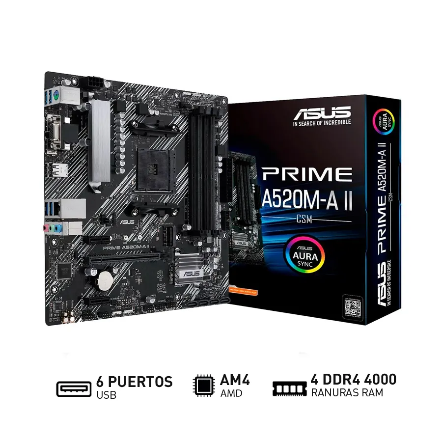 MOTHERBOARD ASUS PRIME A520M-A II/CSM, CHIPSET AMD A520, SOCKET AMD AM4, MATX
