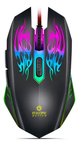 MOUSE ACTIVE USB 7LEDS 6B 3200DPI ENKORE